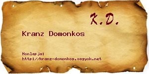 Kranz Domonkos névjegykártya